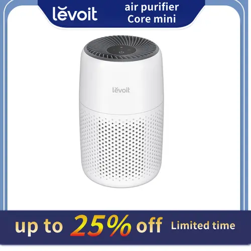 Levoit Core Mini Air Purifier - Lightweight, Small Size, 1.06kg, US Plug, Touch Sensor, 360° VortexAir Technology, 3-in-1 Filter Cleaner with Fragrance Sponge, Portable Allergy Relief Device for 337 sq ft Home, Pet Odor Removal, Home Decor Addition, Resid