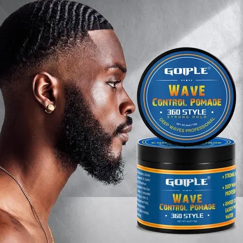 Goiple Men's 360 Wave Training Pomade - Shea-Infused Haircare, Strong Hold, Water-Based, Easy-to-Wash, Moisturizing Styling Pomade for Normal Hair, 360 Wave Hair Care Solution, Father's Day Gift, Styling Pomade Hair Care