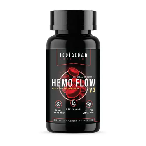 Leviathan Hemo Flow V3 Scientifically-Backed Dietary Supplement Capsules for Adults - Nutrition, Daily Supplemental Nutrition Support, Enhance Blood Flow, Support Vasodilation, Vascular Health, Blood Pressure, Vasdriveap, Heart Health, Workout Performance
