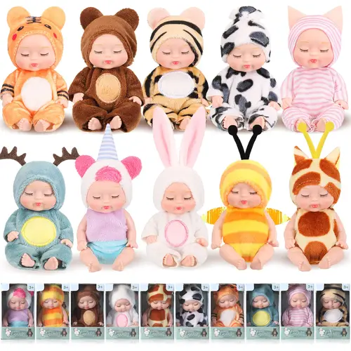 Mini Reborn Dolls  6/12/16 Pcs Back to Shool Gift Lifelike Cute  Black Dolls for Little Girls  Emotional Companionship Gifts Aesthetic Birthday Party Gift  for Princess Girl Holiday Party Decorations