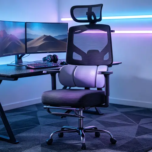 Mr IRONSTONE Office Computer Desk Chair with Lumbar Support, Ergonomic High-Back Mesh Rolling Work Swivel Chairs with Footrest, 90-120° Tilt Lock and Wide Cushion, Comfy Arms for Home,Bedroom,Study,Student,400 Lbs Capacity