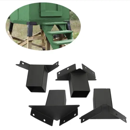 4-Pack Deer Stand Elevator Metal Brackets for 4x4 Posts, Heavy-Duty Hunt Gear Accessories with 12-Gauge High-Grade Steel Plates, Heavy-Duty Welding, 4 Pre-Drilled Holes, Powder Coating for Deer Hunting Tree Houses