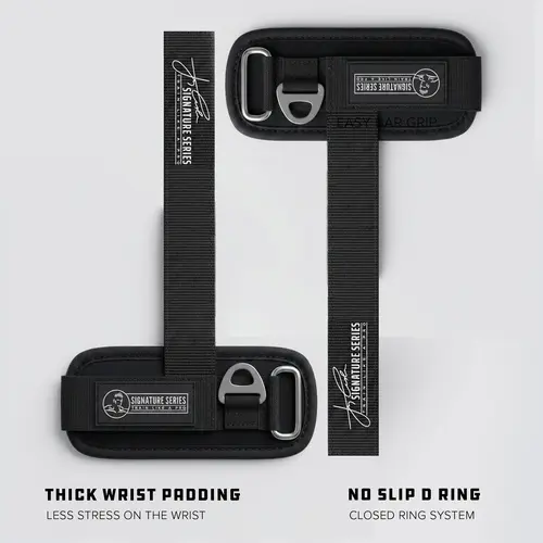 Jay Cutler Signature Series Lifting D Rings Straps - Maximum Support, No Slip D-Ring, Thick Strap for Superior Grip, Durable & Reliable Design with extra think padding on the cuff