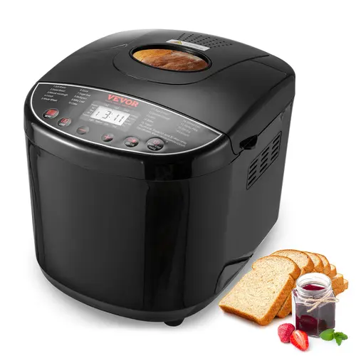 【toolupgrade】VEVOR 2LB Bread Maker - 19-in-1 Automatic Compact Nonstick Dough Machine, 3 Crust Colors, Digital Control, 1LB Capacity, 0-15 Hour Delay Start, 1-Hour Keep Warm, Household Kitchen Appliance for Bread Making,home essentials