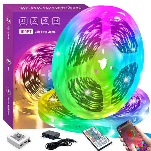 KEXU RGB LED Strip Lights - Music Sync, Color Changing, Remote & Smart APP Control, Led Lights Bedroom, Room Decor, Home Decor for Wall, Cool Tech Gadgets