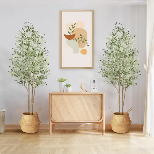 Shareconn 5/6/7FT Double-bar Faux Olive Tree - Artificial Silk Plant with Waterproof Woody Trunk, Lifelike Fruits, Nature Decor for House Decor, Living Room, Gift Ornament (Plants for Room Decorations, Chinese Home Styling), Living Room Decor