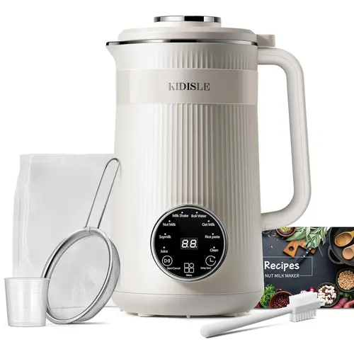 8-in-1 Multifunctional Automatic Soy Machine, 304 Stainless Steel, With Delay Start/Keep Warm/Self-Cleaning/Boil Water, 32oz, Black/WhiteSummerVibes,home essentials
