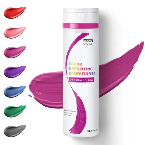MEIDU Flamingo Pink Color Depositing Haircare Conditioner - Salon-Grade Vitamin-Infused Formula for Faded Dyed Hair, Color Pigment Deposition, Deep Conditioning, UV Protection for Vibrant Hair