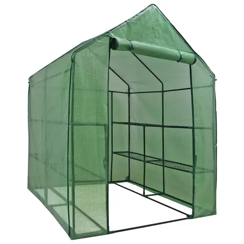 SEGAWE Portable Walk-In Greenhouse with Roll-Up Zipper Door PE Cover, Mini Greenhouses & Plant Germination Equipment for Garden, Backyard - 3 Sizes, Metal Shelves Hold Weight