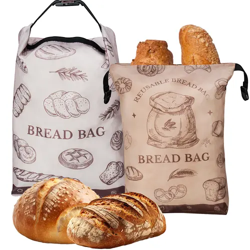 NiHome 2PCS Eco-Friendly Reusable Sealing Storage Bags Set - 17 inches, Waterproof Zip, Double Protection Zipper Sealer, PEVA Liner, Freezer-Safe, Dustproof Kitchen Preserving Container for Sourdough to Preserve Freshness