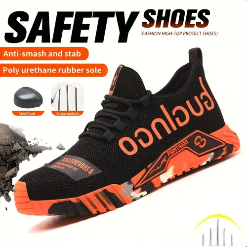 Men's Steel Toe Work & Safety Footwear - Lightweight, Breathable, Stylish, Durable, Anti-Smash, Stab-Proof Round Toe Active Closed Sneakers for Outdoor Fun, Father's Day Gift | Men's Shoes