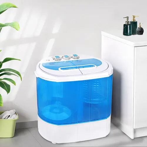Segawe Compact Portable Semi-Automatic Wringer Washer Dryer Combo - 9.9lbs Top-Load Corded Portable Laundry Washer with Spinner, Gravity Drain Pump, Lightweight for Closet, Bathroom, Campers, Quick Wash