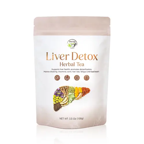 Liver Support with Milk Thistle Goji Berry Chrysanthemum - Cleanse Liver and Eyes | Bloating Relief | Organic, Natural Herbal Tea Loose Leaf (100g) Beverage | iTREE · Vital-Tea,back to school