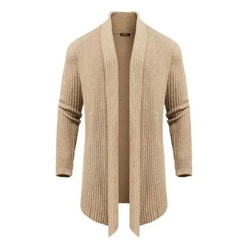 COOFANDY Men's Fashion Shawl Collar Long-Sleeve Fitted Plain Knit Cardigan - Ruffle Detail Slim Drape Cape Sweater, Soft 100% Polyester, Hanging Pockets, Casual Classic Knitwear Tops, Imported, Dry Clean/Hand Wash, Ideal for Party, Jeans-Matching Clothes
