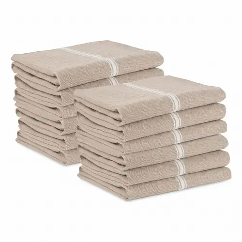 LANE LINEN 100% Cotton Kitchen Towels, 14x25in, Herringbone Weave, Stripe Design, Machine Washable - Great Housewarming & Hostess Gift for Chefs, Home Cooks, Bakers & New Homeowners