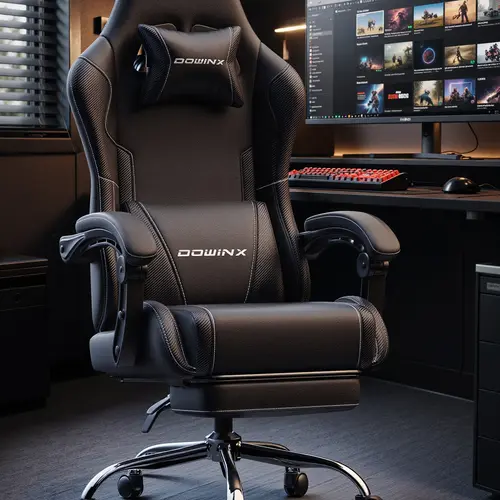 Summervibes Ergonomic Massage Lumbar Gaming Chair with Footrest , Ergonomic Computer Chair 330lbs with Headrest Pillow for Office, Home, Streaming and Long Gaming Sessions