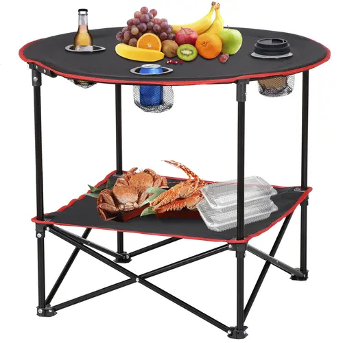 SEGAWE Portable Compact Lightweight Outdoor Table - Foldable Camping Picnic Table, PE+Steel Construction, Lower Shelf, Carrying Bag, Outdoor Patio Furniture Accessory,summerwins,outdoorfurnitureset,home decor,camping essentials