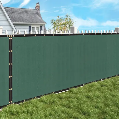 Segawe 6' x 50' HDPE Fabric Privacy Screen Fence with Rust-Free Grommets, UV-Protected Patio Sunshade, Wind-Resistant Dark Green Window Shades for Home Improvement (Great for Patios, Yards, and Gardens)