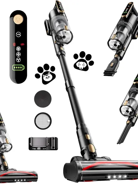 Trucozie Cordless Vacuum Cleaner-T352, 45Kpa 50 Mins Runtime Self-Standing Stick Vacuum Cleaners for Home, Powerful Suction, Lightweight, LED Touch Screen 8 in 1 Vacuum for Pet Hair, Carpet, Hardwood Floor