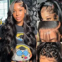 BB Face Body Wave Natural Color 13x6 HD lace Front Human Hair Wigs 180% Density P4/27 Highlight Pre plucked 99J Lace Frontal Human Hair Wigs For Women With Baby Hair