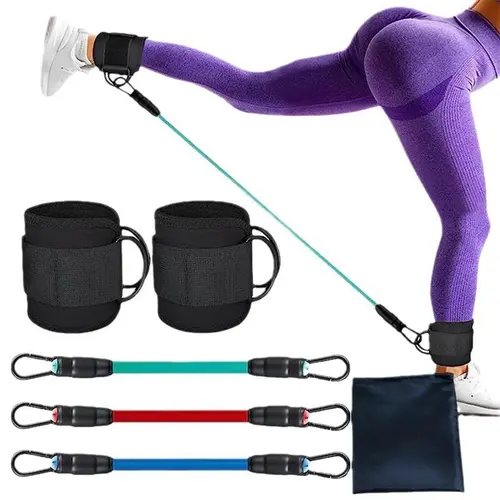 5-Pack Ankle Resistance Band Set with Adjustable Shoulder Strap - Adjustable Fitness Tool for Glute Gains, Lower Body Training, Upper Body Strength, Resistance Band Exercise, Resistance Band Workout