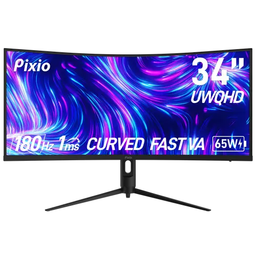 Pixio PXC348C Neo Ultra-Wide Curved Screen PC Monitor - Game Ready Computer Monitor for Productivity & Gaming Use, Adjustable Arm Computer Monitors