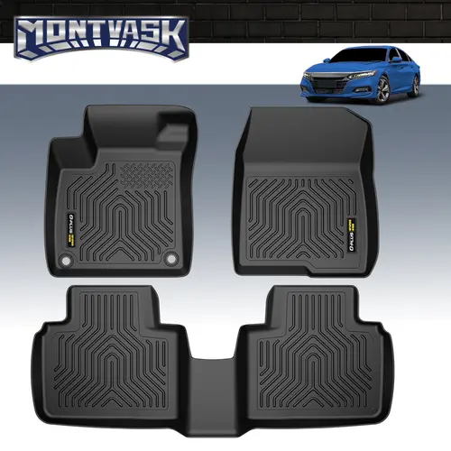 CROSSDESIGN TPE Car Floor Mats, All-Weather Waterproof Durable Non-Slip Upgraded Version, Fit for 2008-2024 Honda Accord Sedan 4-Door/2006-2025 Honda Civic Sedan Hatchback, Car Interior Accessory, Father's Day Gift Option