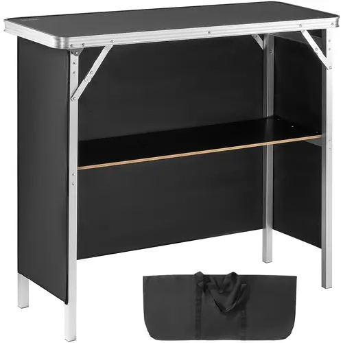 【Fallpicks】VEVOR Contemporary Foldable Aluminium Portable Bar Table - 4-Leg Outdoor Furniture, 10.1lbs, Storage Shelf, Black Skirt, Carrying Case, Supports 111lbs, 38.4in x15.2in x34.3in - for Backyard Party, Teaching,techvibes