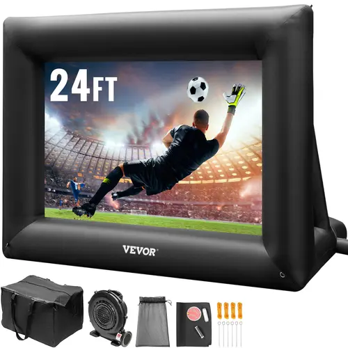 【Summerfinds】VEVOR Inflatable Movie Screen 24FT Inflatable Projector Screen for outside with 360W Air Blower Inflatable Screen Oxford Fabric Material Blow Up Screen for Outdoor Movie Supports Front/Rear Projection