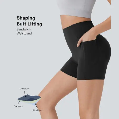 Halara UltraSculpt High Waisted Scrunch Butt Lifting Tummy Control Pocket Shaping Workout Biker Shorts 5' #BackToSchool