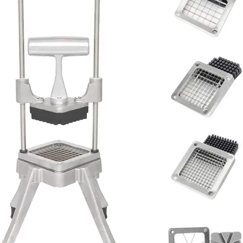 ROVSUN Commercial Manual Push Stainless Steel Vegetable Cutting Slicer & Cutter - 4 Blades (1/2", 3/8", 1/4", 8-Wedge) for Potatoes, Onions, Home & Restaurant Kitchen Use