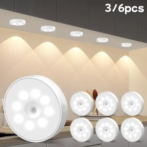 3-Pack Motion Sensor LED Night Light, Nightlight For Bedroom, Touch Control, Adjustable Brightness, Warm & Cold, USB Rechargeable, Magnetic Mount, Motion Sensor Lamp, Bedroom Led Lights, Home Night Lamp