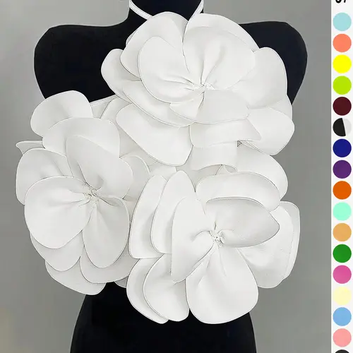 Women's Plain Flower Decor Halter Cami Top, Elegant Beautiful Sleeveless Chic Fashion Casual Top for Daily Outdoor Wear, Ladies Clothes for Summer, Cute Tops