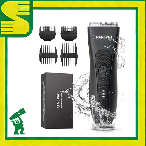 Manspot Premium Electric Groin Pubic Body Hair Trimmer for Men - Waterproof Wet & Dry Groomer, Rechargeable Cordless Clippers, Durable Construction, Gym-Ready Travel-Friendly Green Comfort Design, Men's Personal Gadgets,back to school,back to school haul