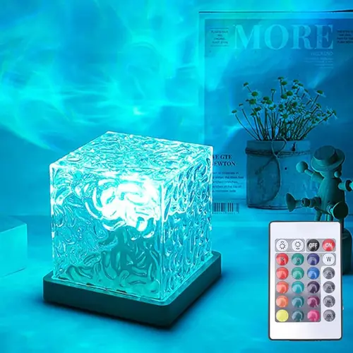 3D Tesseract Ocean Wave Projector Light, Touch Control Midnight Aura Lamp with Modern Waterfall Design, Night Light for Living Room Cool Whimsical Room Decor