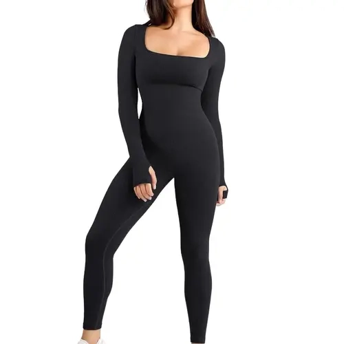 Popilush Sports Seamless Square Neck Long Sleeve Jumpsuits-Creator Live