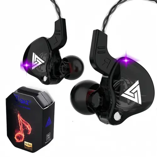 QKZ-AK3/AK6 Wired In-Ear Audio Earphones with Mic - HiFi Subwoofer, Noise Cancelling, 3D Stereo Sound, Magnetic Design, Spiral Cable, Electronic Connector for Gaming, Sports,back to school,back to school haul