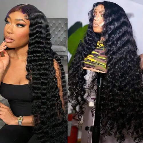Bling Hair Human Hair Deep Wave Lace Front Wig - 32/34/36 In Long, 13×4 & 13×6 Pre-Plucked, Undetectable Lace, Adjustable Strap, Dye & Restyle For Black Women