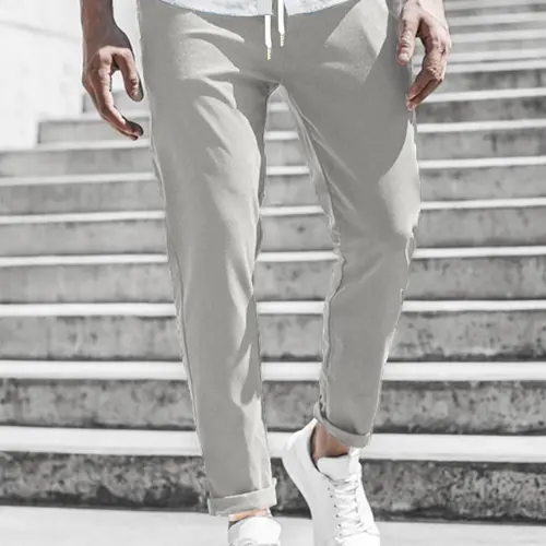 Men's Solid Color Drawstring Waist Pants, Regular Fit Casual Comfy Trousers for Spring & Fall, Men's Bottoms for Daily Wear, Adjustable Waist Pants, Casual Minimalist Trousers