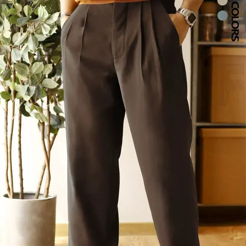 Men's Solid Color Fashion Pants without Belt, Loose Casual Comfy Straight Leg Trousers for Work Office Business, Men's Bottoms for All Seasons, Business Attire Clothes