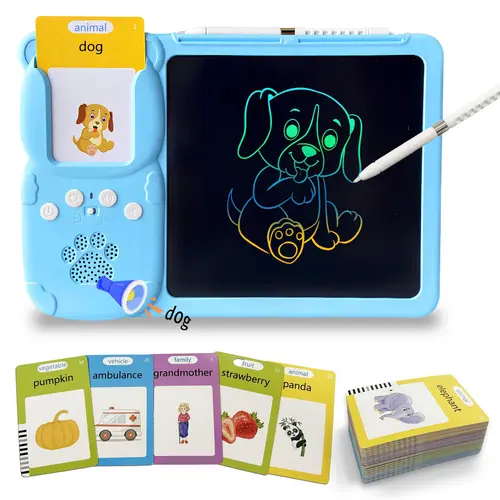2 in 1 Learning Card Machine, 224-word LCD Writing Board Toy with Talking Flash Cards, Voice Sound Card, Educational Smart Toy, Birthday Holiday Gift