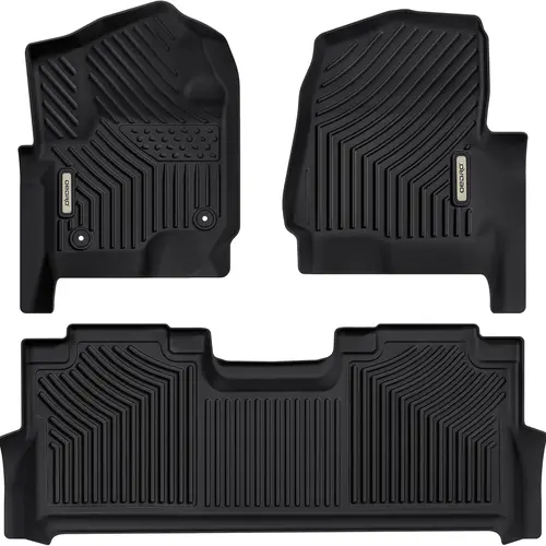 YITAMOTOR Floor Mats Fits for 2017-2025 Ford F250/F350/F450 Super Duty Crew Cab w/Under Seat Storage, TPE All Weather Custom Fit F250 Super Duty Accessories Floor Liners (1st&2nd Bucket Seats) Truck Protector