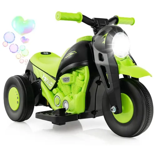 Costzon 6V Electric Ride-On Bubble Car, Battery Powered Toy Motorcycle with Bubble Function, Music & Horn, LED Light, 3 Wheels, Electric Motorcycle for Kids, Great Birthday Gift for Toddlers Boys Girls Over 3 Years Old