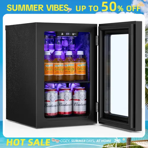 Antarctic Star 0.6Cu. Ft. Freestanding Compact Slim Wine Cellar Mini Fridge - 4-Bottle Red Wine & 6-Can Beer Storage, Quiet Compressor, LED Lights, Digital Display, 40-61℉, 14.88x11.02x16.73", Plugged-In, Black, Temperature Control