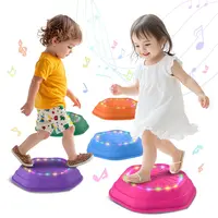 Non-Slip Music & Light Up 5 Pcs Stepping Stones, Sensory Stepping Stones, Encourage Balance, Indoor & Outdoor Play Gift Colorful Fun Soft Design, backyard fun summerwins