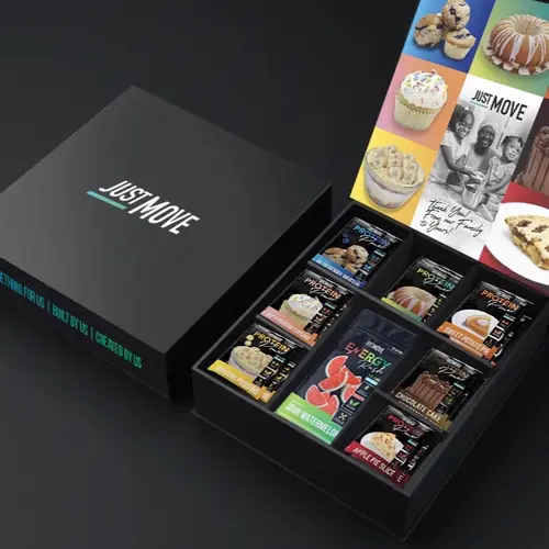 Just Move Protein Variety Box - 21 Protein Packs - 7 Flavors, 1 Pre Workout, Vegan (Plant Based) Organic, Free from Dairy, Soy, Peanut, Gluten, Keto, 20-22g Protein, Low Carb, Zero Sugar, Non GMO, Supplements, Dietary Fitness, Edible