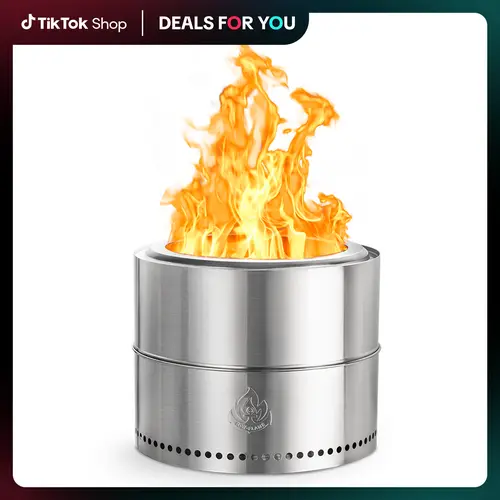 19.5 inch Outdoor Fire Pit, Bonfire 2.0 Smokeless Fire Pit, Portable Stainless Steel Firepit, Wood Burning Low Smoke Pit for Outside Patio Camping with Carry Bag farther'sday gift Tabletop Fire Pit