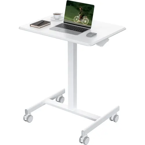 Sweetcrispy 3-in-1 Extensible Sit-to-Stand Overbed Bedside Table - Adjustable Height, 4 Silent Wheels Glide Between Rooms, Lockable, Portable, Laptop-Friendly, Holds Up to 33 lbs for Daily Gear, Suitable for Home, Hospital Use, Bedside/Kitchen/Patio-Ready