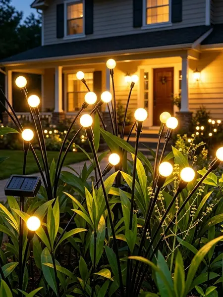 Hoodink Solar Firefly Light, Solar Lights Outdoor（4/8 Packs, 32/48 LEDs), Solar Garden Lights, Garden Decor, Fairy Lights, Firefly Light for Patio Decor,Big Bulb,Gifts for Women, Girlfriend,Grandma