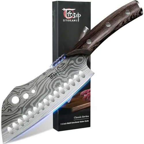 #sohochic SYOKAMI 3-in-1 Kitchenware Knife with Herb Stripper, 7" Asian Knife with Chef, Santoku, Nakiri Functions, Ideal for Slicing, Chopping, Dicing, Mincing, Christmas Gifts